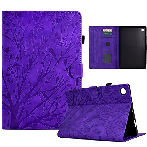 Hülle für Samsung Galaxy Tab A8 10.5 Zoll 2022 Tablet Schutzhülle SM-X200/X205/X207 Vogel&Baum PU Leder Brieftasche Flip Cover Stand Kartensteckplatz Stifthalter für Samsung Galaxy Tab A8 - Lila von Bxithnr