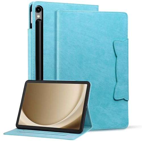 Hülle für Samsung Galaxy Tab S10+/Tab S9 Plus 2023/S8 Plus 2022/S7 Plus 2020 12.4 Zoll, Premium Leder Leichte Geschäftshülle mit Ständer, Kartenfächer, Automatische Wake/Sleep, Blauer Himmel von Bxithnr