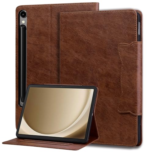 Hülle für Samsung Galaxy Tab S10+/Tab S9 Plus 2023/S8 Plus 2022/S7 Plus 2020 12.4 Zoll, Premium Leder Leichte Geschäftshülle mit Ständer, Kartenfächer, Automatische Wake/Sleep, Braun von Bxithnr