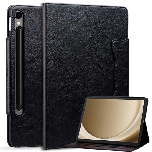 Hülle für Samsung Galaxy Tab S10+/Tab S9 Plus 2023/S8 Plus 2022/S7 Plus 2020 12.4 Zoll, Premium Leder Leichte Geschäftshülle mit Ständer, Kartenfächer, Automatische Wake/Sleep, Schwarz von Bxithnr