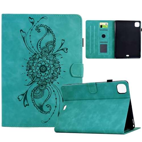 Schützhülle für iPad Air 11 Zoll 2025 Hülle M3/M2, iPad Air 7/6/5/4 Hülle (2024/2022/2020) -Tablethülle Stand Cover Stil Mandala mit Auto Schlaf/Aufwach Funktion (Aqua) von Bxithnr