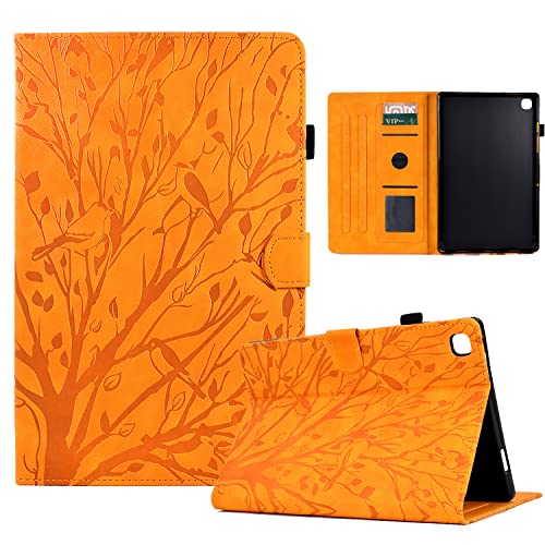 iPad 10.2 Hülle Vogel&Baum PU Leder Brieftasche Flip Tasche Flip Cover Stand Kartensteckplatz Stifthalter Tablet Schutzhülle für iPad 9 2021, iPad 8. Generation Hülle 2020/iPad 7 Hülle 2019 - Gelb von Bxithnr