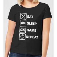 Eat Sleep Game Repeat Women's T-Shirt - Black - 3XL von By IWOOT