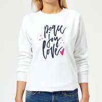 Peace Joy Love Damen Weihnachtspullover – Weiß - XS von By IWOOT