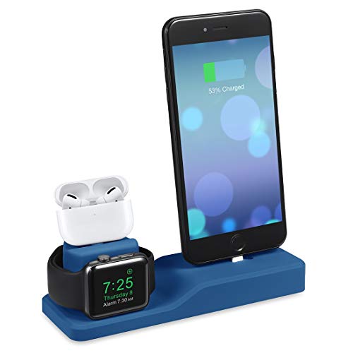 By Qubix - 3 in 1 Halterung Kompatibel mit Apple Watch & Airpods & iPhone - Blau - Kompatible Apple Watch Armbänder By Qubix - 3 in 1 Halterung Kompatibel mit Apple Watch & Airpods & iPhone - Blau - Kompatible Apple Watch Armbänder von By Qubix