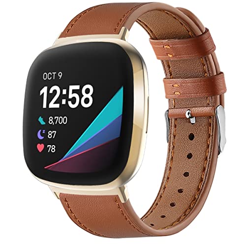 By Qubix Kompatibel mit Fitbit Versa 3/4 & Sense 1/2 Lederarmband - Braun - Kompatibles Fitbit Armband - One size - Leder By Qubix Kompatibel mit Fitbit Versa 3/4 & Sense 1/2 Lederarmband - Braun - Kompatibles Fitbit Armband - One size - Leder von By Qubix