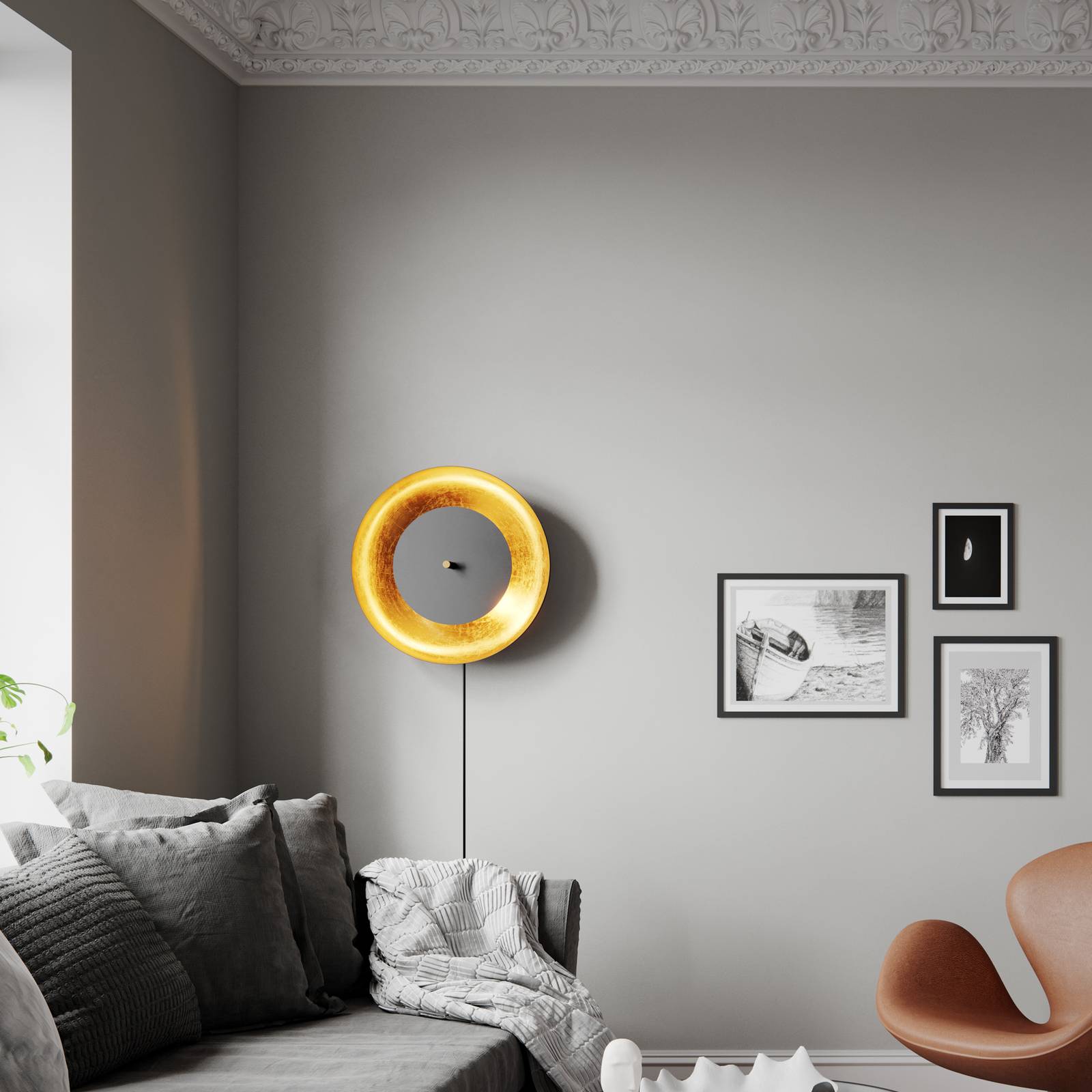 By Rydéns Shelby Wandleuchte, Stecker schwarz/gold By Rydéns Shelby Wandleuchte, Stecker schwarz/gold von By Rydéns