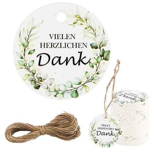 100 Stück Vielen Herzlichen Dank Geschenkanhänger,5 cm Dankeschön Etiketten Anhänger Geschenkanhänger Kraftpapier mit Schnur für Hochzeit Baby Shower Party Geschenke von Byffoer