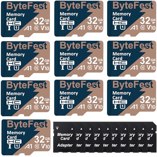 ByteFest 10 Pack 32GB microSD-Karte mit Adapter, Schnelle MicroSDHC UHS-I Speicherkarte U1 C10 A1 Full HD Video für Handy MP3 Player Dashcam Kamera ByteFest 10 Pack 32GB microSD-Karte mit Adapter, Schnelle MicroSDHC UHS-I Speicherkarte U1 C10 A1 Full HD Video für Handy MP3 Player Dashcam Kamera von ByteFest