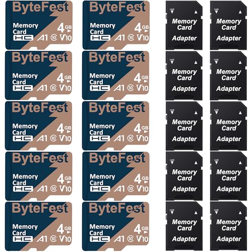 ByteFest 10 Pack 4GB microSD-Karte mit SD-Adapter, Schnelle MicroSDHC Speicherkarte C10 V10 A1 HD Video für Handy MP3 Player Dashcam Kamera ByteFest 10 Pack 4GB microSD-Karte mit SD-Adapter, Schnelle MicroSDHC Speicherkarte C10 V10 A1 HD Video für Handy MP3 Player Dashcam Kamera von ByteFest