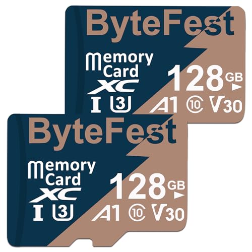 ByteFest 2 Pack 128GB microSD-Karte mit Adapter, Schnelle MicroSDXC UHS-I Speicherkarte U3 C10 A1 V30 UHD Video für Dashcam Action Kamera Spielkonsole ByteFest 2 Pack 128GB microSD-Karte mit Adapter, Schnelle MicroSDXC UHS-I Speicherkarte U3 C10 A1 V30 UHD Video für Dashcam Action Kamera Spielkonsole von ByteFest