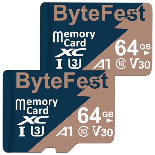 ByteFest 2 Pack 64GB microSD-Karte mit Adapter, Schnelle MicroSDXC UHS-I Speicherkarte U3 C10 A1 V30 UHD Video für Dashcam Action Kamera Spielkonsole ByteFest 2 Pack 64GB microSD-Karte mit Adapter, Schnelle MicroSDXC UHS-I Speicherkarte U3 C10 A1 V30 UHD Video für Dashcam Action Kamera Spielkonsole von ByteFest