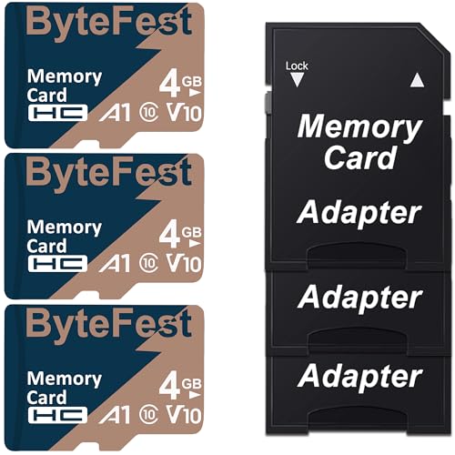 ByteFest 3 Pack 4GB microSD-Karte mit SD-Adapter, Schnelle MicroSDHC Speicherkarte C10 V10 A1 HD Video für Handy MP3 Player Dashcam Kamera ByteFest 3 Pack 4GB microSD-Karte mit SD-Adapter, Schnelle MicroSDHC Speicherkarte C10 V10 A1 HD Video für Handy MP3 Player Dashcam Kamera von ByteFest
