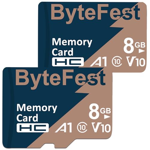 ByteFest 2 Pack 8GB microSD-Karte mit SD-Adapter, Schnelle MicroSDHC Speicherkarte C10 V10 A1 HD Video für Handy MP3 Player Dashcam Kamera ByteFest 2 Pack 8GB microSD-Karte mit SD-Adapter, Schnelle MicroSDHC Speicherkarte C10 V10 A1 HD Video für Handy MP3 Player Dashcam Kamera von ByteFest