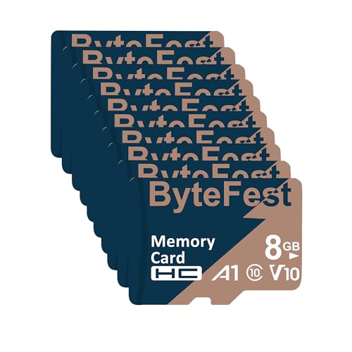 ByteFest Micro-SD-Karte, 8 GB, Klasse 10, mit 20 Adaptern, MicroSDHC A1, C10, V10, TF-Speicherkarte für MP3, MP4-Player, E-Reader, Streaming, Media-Player, GPS, Navigator, Telefon, Tablet, 20 Stück ByteFest Micro-SD-Karte, 8 GB, Klasse 10, mit 20 Adaptern, MicroSDHC A1, C10, V10, TF-Speicherkarte für MP3, MP4-Player, E-Reader, Streaming, Media-Player, GPS, Navigator, Telefon, Tablet, 20 Stück von ByteFest