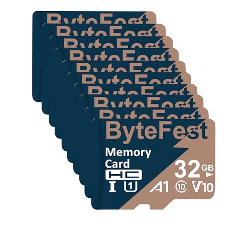 ByteFest Micro-SD-Karte mit 20 SD-Adapter, UHS-I U1 Hochgeschwindigkeits-TF-Karte, A1 C10 V10 FHD Video, 80 MB/s, MicroSDHC-Flash-Speicherkarte für MP3-Player, Kinderkamera, Handys, Tablets, Dashcams, von ByteFest