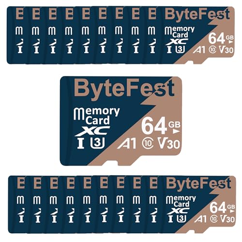 ByteFest Micro-SD-Karte mit 50 Adaptern, UHS-I U3 High-Speed-TF-Karte, C10 A1 V30 4K UHD Video, microSDXC Flash-Speicherkarte für Überwachung, Sicherheitskameras, Drohnen-Spielekonsolen, 50 Stück ByteFest Micro-SD-Karte mit 50 Adaptern, UHS-I U3 High-Speed-TF-Karte, C10 A1 V30 4K UHD Video, microSDXC Flash-Speicherkarte für Überwachung, Sicherheitskameras, Drohnen-Spielekonsolen, 50 Stück von ByteFest