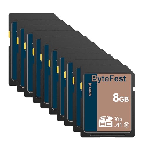 ByteFest SD Karte 8GB 50 Pack, Speicherkarte SDHC, Class 10, U1, V10, A1, Full HD Video, Memory Card für Kamera, DSLR (8GB, 50 Pack) von ByteFest