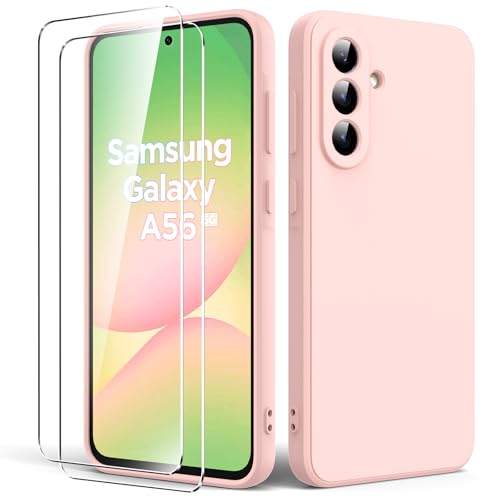 Byvuwiay Hülle für Samsung Galaxy A56 5G, mit 2 Stück Panzerglas, Anti-Scratch Stoßfeste Hülle, TPU Weich Bumper Schutzhülle für Samsung Galaxy A56 5G - Rosa von Byvuwiay