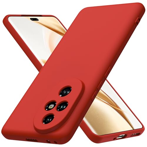 Byvuwiay Hülle kompatibel mit Honor 200 pro 5G Hülle, weiche TPU Flüssigsilikonhülle, Handyhülle Stoßfest Kratzfest Schutzhülle Honor 200 pro 5G Case, Rot von Byvuwiay
