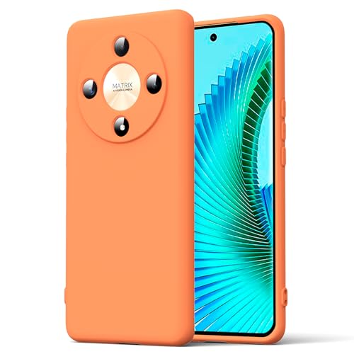 Byvuwiay Hülle kompatibel mit Honor Magic6 Lite 5G Hülle, weiche TPU Flüssigsilikonhülle, Handyhülle Stoßfest Kratzfest Schutzhülle Honor Magic6 Lite 5G Case, Orange von Byvuwiay