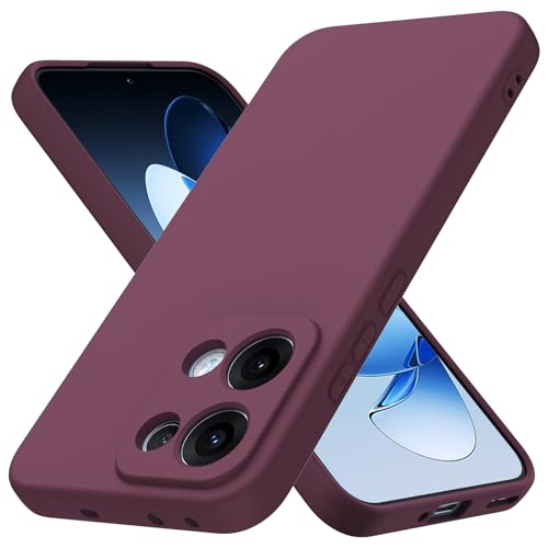 Byvuwiay Hülle kompatibel mit Oppo Reno 13 5G Hülle, weiche TPU Flüssigsilikonhülle, Handyhülle Stoßfest Kratzfest Schutzhülle Oppo Reno 13 5G Case, Weinrot von Byvuwiay