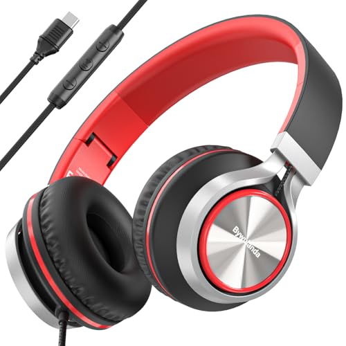 Bywulanda USB-C Kopfhörer mit Mikrofon und Lautstärkeregler, Over Ear Stereo Headsets für iPhone 15, 16 Pro, kabelgebunden, Faltbare Kopfhörer für Smartphones, Chromebook, Laptop, Tablets, Reisen Bywulanda USB-C Kopfhörer mit Mikrofon und Lautstärkeregler, Over Ear Stereo Headsets für iPhone 15, 16 Pro, kabelgebunden, Faltbare Kopfhörer für Smartphones, Chromebook, Laptop, Tablets, Reisen von Bywulanda