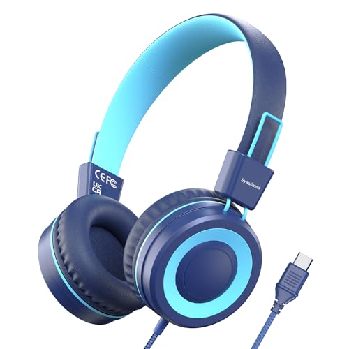 Bywulanda Upgrade USB Typ C Kinder Kopfhörer für die Schule, 94 dB sichere Lautstärke begrenzt, HD-Stereo-Sound, Faltbare, leichte On-Ear-Kopfhörer für Jungen/Mädchen/Studenten/Tablet/Reisen Bywulanda Upgrade USB Typ C Kinder Kopfhörer für die Schule, 94 dB sichere Lautstärke begrenzt, HD-Stereo-Sound, Faltbare, leichte On-Ear-Kopfhörer für Jungen/Mädchen/Studenten/Tablet/Reisen von Bywulanda