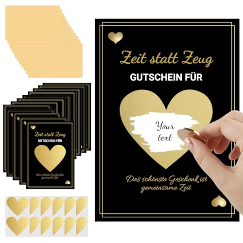 Bzzerumy 12er Set Gutschein Karten zum Selber Ausfüllen, Zeit Statt Zeug, Rubbelkarten mit Umschlägen, Geschenkidee für Gemeinsame Zeit, Schwarz-Gold Design Bzzerumy 12er Set Gutschein Karten zum Selber Ausfüllen, Zeit Statt Zeug, Rubbelkarten mit Umschlägen, Geschenkidee für Gemeinsame Zeit, Schwarz-Gold Design von Bzzerumy