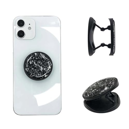 Bzzerumy Handy-Ring-Griffhalter, Premium-Halterung, Handy Halterung Hand，Handy Fingerhalterung，Sicherer Halt, Täglicher Komfort für Smartphones und Tablets, Klappbar und Versenkbar (Schwarz) von Bzzerumy