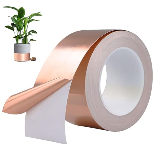 Bzzerumy Kupferband gegen Schnecken - 50mm x 30m Kupferfolie - Selbstklebendes Kupferklebeband - Schneckenschutz für Garten - EMI Abschirmung - Vielseitig Einsetzbar von Bzzerumy