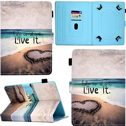 C/N DodoBuy Hülle für 9,7" 10" 10,1" Zoll Android Tablets, PU Leder Flip Smart Cover Schutzhülle Tasche Brieftasche Wallet Case Schale Ständer mit Kartenfächer Magnetverschluss - Liebe von C/N