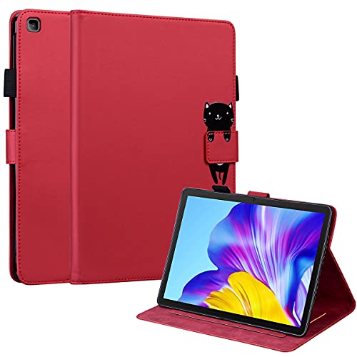 C/N DodoBuy Hülle für Huawei MatePad 10.4 Zoll, Cartoon Tiere Muster Magnetische Flip Smart Cover PU Leder Schutzhülle Tasche Brieftasche Wallet Case Ständer mit Kartenfächer - Rot Katze von C/N