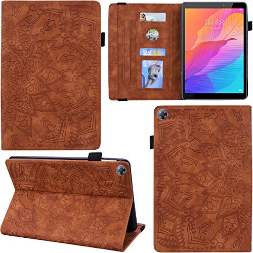 C/N DodoBuy Hülle für Huawei MatePad T8 8 Zoll Tablet, Mandala Muster Flip Smart Cover PU Leder Schutzhülle Tasche Brieftasche Multi-Winkel Wallet Case Ständer mit Kartenfächer - Braun von C/N