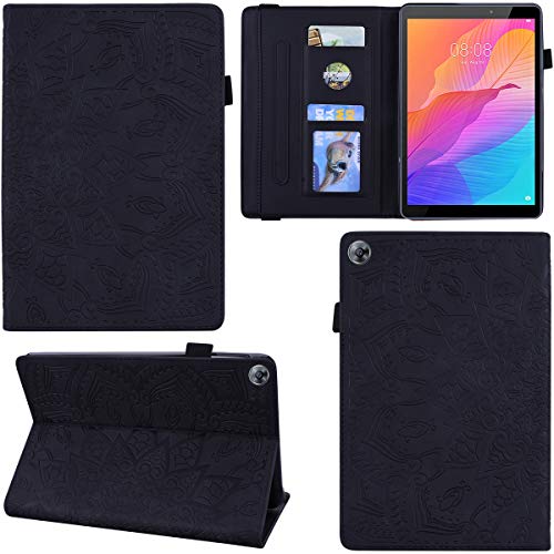 C/N DodoBuy Hülle für Huawei MatePad T8 8 Zoll Tablet, Mandala Muster Flip Smart Cover PU Leder Schutzhülle Tasche Brieftasche Multi-Winkel Wallet Case Ständer mit Kartenfächer - Schwarz von C/N