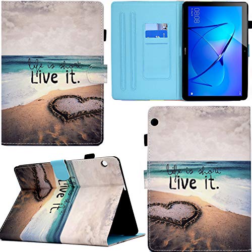 C/N DodoBuy Hülle für Huawei MediaPad T3 10 9,6" Tablet, PU Leder Flip Smart Cover Schutzhülle Tasche Brieftasche Wallet Case Schale Ständer mit Kartenfächer Magnetverschluss - Liebe von C/N