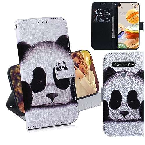 C/N DodoBuy Hülle für LG K61, Flip PU Leder Schutzhülle Handy Tasche Case Cover Wallet Standfunktion mit Kartenfächer Magnetverschluss - Panda von C/N