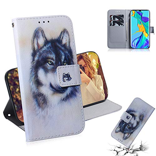 C/N DodoBuy Hülle für LG K61, Flip PU Leder Schutzhülle Handy Tasche Case Cover Wallet Standfunktion mit Kartenfächer Magnetverschluss - Wolf von C/N
