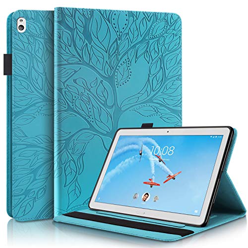 C/N DodoBuy Hülle für Lenovo Tab M10 HD 10,1" Tablet, Leben Baum Muster Flip Smart Cover PU Leder Schutzhülle Tasche Brieftasche Wallet Case Ständer mit Kartenfächer Gummiband - Blau von C/N