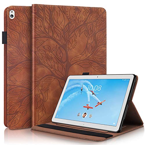 C/N DodoBuy Hülle für Lenovo Tab M10 HD 10,1" Tablet, Leben Baum Muster Flip Smart Cover PU Leder Schutzhülle Tasche Brieftasche Wallet Case Ständer mit Kartenfächer Gummiband - Braun von C/N