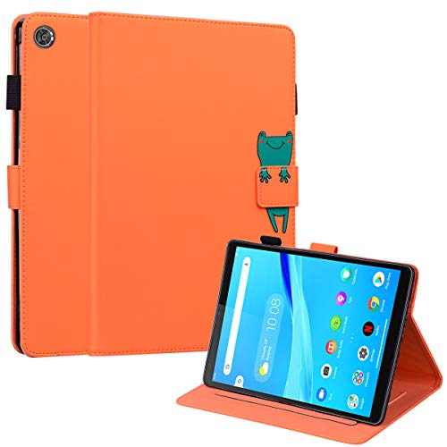 C/N DodoBuy Hülle für Lenovo Tab M8 8 Zoll HD Tablet, Cartoon Tiere Muster Magnetische Flip Smart Cover PU Leder Schutzhülle Tasche Brieftasche Wallet Case Ständer mit Kartenfächer - Orange Frosch von C/N