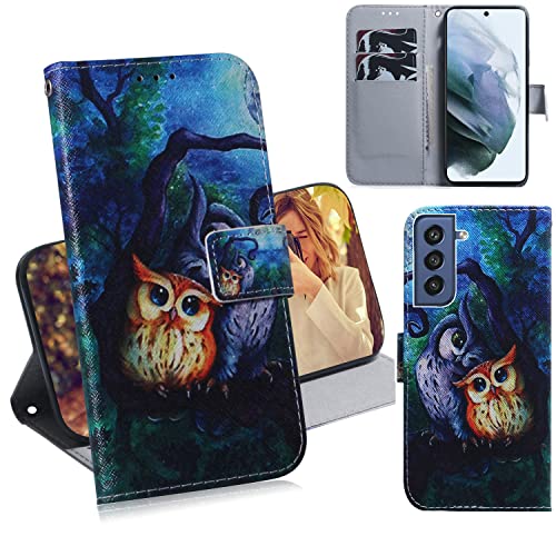 C/N DodoBuy Hülle für Samsung Galaxy S21, Flip PU Leder Schutzhülle Handy Tasche Case Cover Wallet Standfunktion mit Kartenfächer Magnetverschluss - Eule von C/N