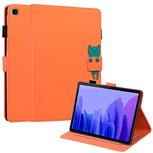C/N DodoBuy Hülle für Samsung Galaxy Tab A7, Cartoon Tiere Muster Magnetische Flip Smart Cover PU Leder Schutzhülle Tasche Brieftasche Wallet Case Ständer mit Kartenfächer - Orange Frosch von C/N