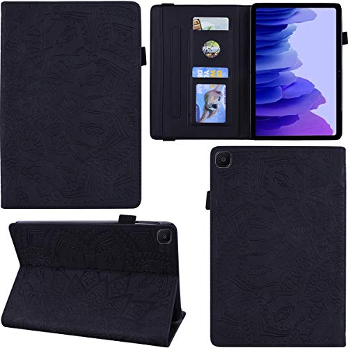 C/N DodoBuy Hülle für Samsung Galaxy Tab A7, Mandala Muster Flip Smart Cover PU Leder Schutzhülle Tasche Brieftasche Multi-Winkel Wallet Case Ständer mit Kartenfächer - Schwarz von C/N