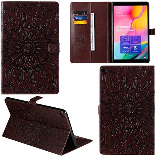 C/N DodoBuy Hülle für Samsung Galaxy Tab S6, Sonnenblume Muster Flip PU Leder Schutzhülle Tasche Smart Case Cover Stand mit Kartenfach - Braun von C/N