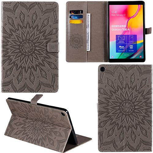 C/N DodoBuy Hülle für Samsung Galaxy Tab S6, Sonnenblume Muster Flip PU Leder Schutzhülle Tasche Smart Case Cover Stand mit Kartenfach - Grau von C/N