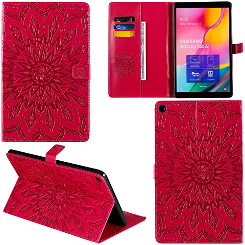 C/N DodoBuy Hülle für Samsung Galaxy Tab S6 Lite, Sonnenblume Muster Flip PU Leder Schutzhülle Tasche Smart Case Cover Stand mit Kartenfach - Rose von C/N