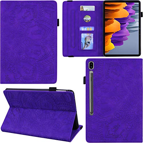 C/N DodoBuy Hülle für Samsung Galaxy Tab S7+ Plus, Mandala Muster Flip Smart Cover PU Leder Schutzhülle Tasche Brieftasche Multi-Winkel Wallet Case Ständer mit Kartenfächer - Lila von C/N