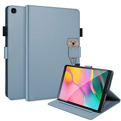 C/N DodoBuy Hülle für iPad Mini1/2/3/4/5, Cartoon Tiere Muster Magnetische Flip Smart Cover PU Leder Schutzhülle Tasche Brieftasche Wallet Case Ständer mit Kartenfächer - Blau Hund von C/N