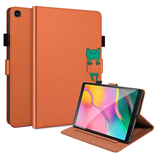 C/N DodoBuy Hülle für iPad Mini1/2/3/4/5, Cartoon Tiere Muster Magnetische Flip Smart Cover PU Leder Schutzhülle Tasche Brieftasche Wallet Case Ständer mit Kartenfächer - Orange Frosch von C/N